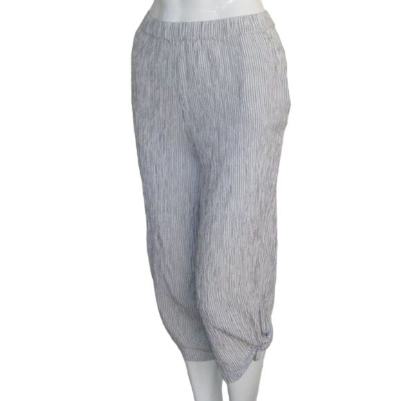 FRESH PRODUCE Capri Pants, M, Striped, Elastic Waist, Pockets - Picture 3 of 11